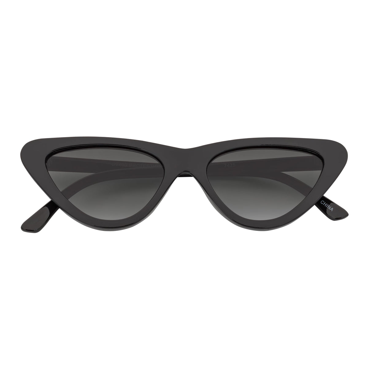 FELINE - Oval Small Cat Eye Sunglasses Black Smoke