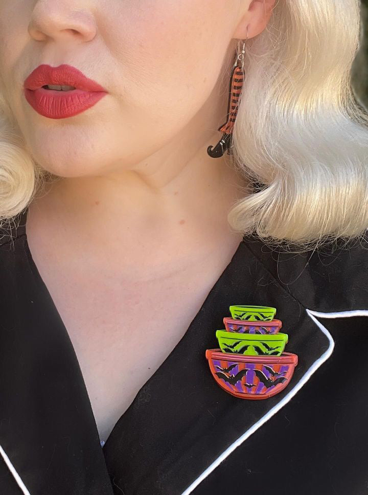 Menacing Mixers Halloween Bowls Brooch by Lipstick & Chrome — Holt Howard Inspired Pin