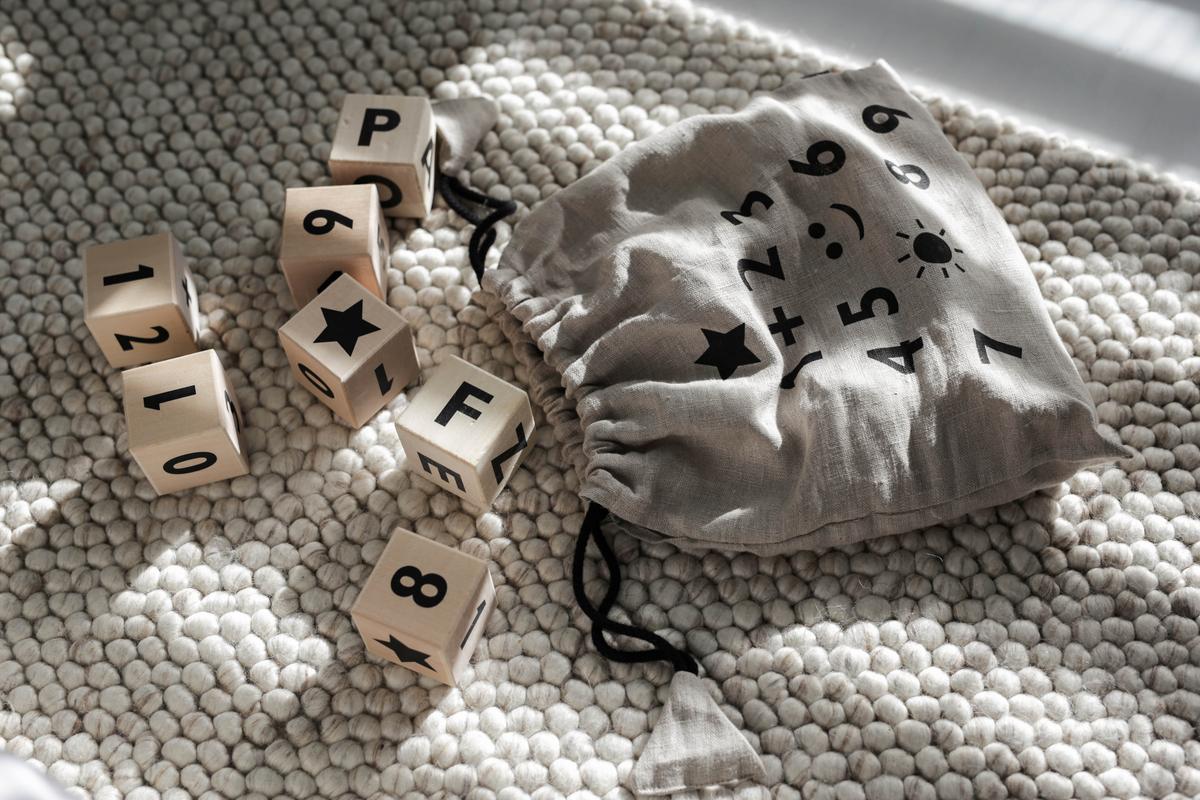 Wooden Math Blocks in Black - Wood
