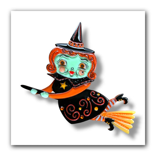 Broomhilda Brooch by Johanna Parker x Lipstick & Chrome — Vintage Halloween Witch Pin