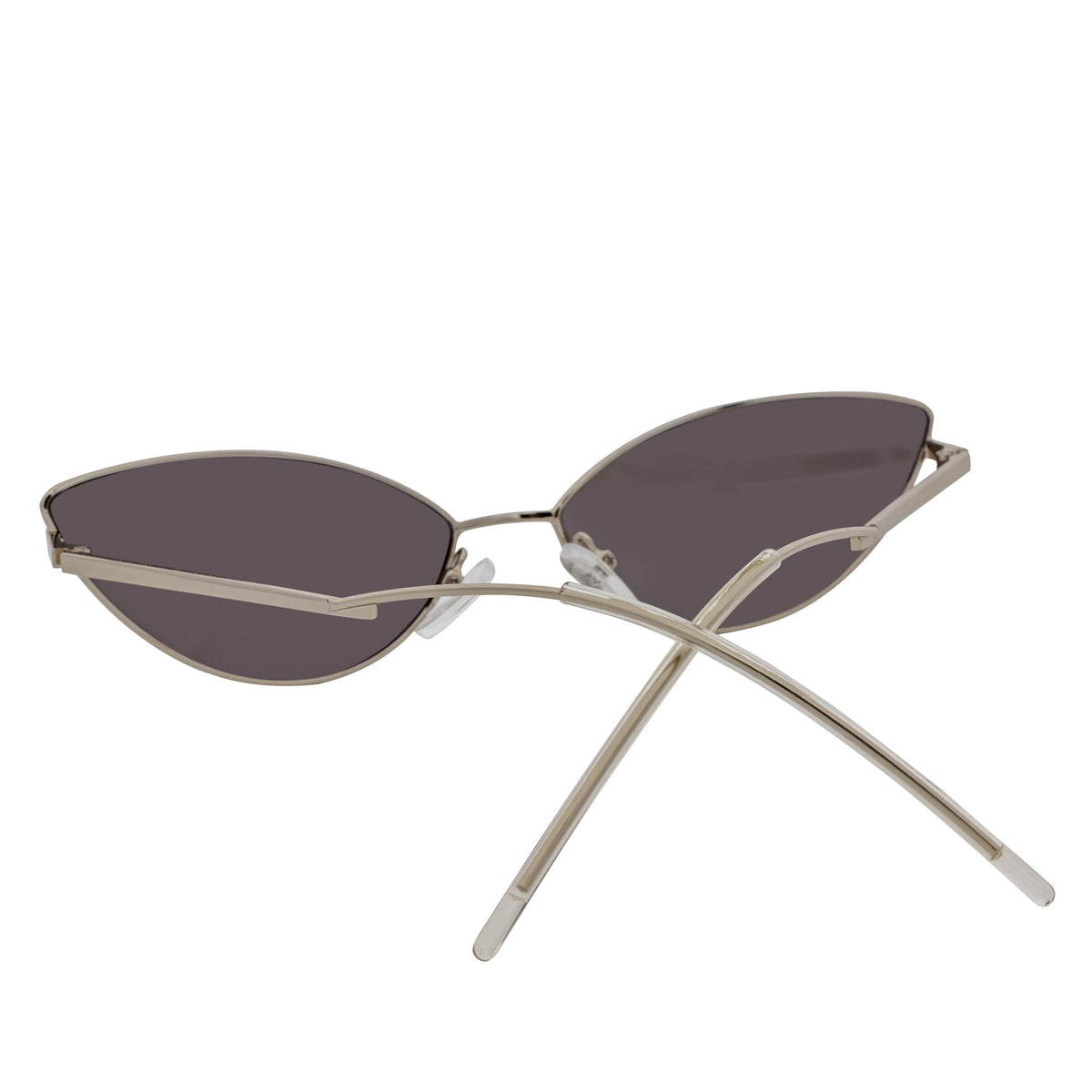 MINX - Slim Metal Small Cat Eye Silver Sunglasses Silver Mirror