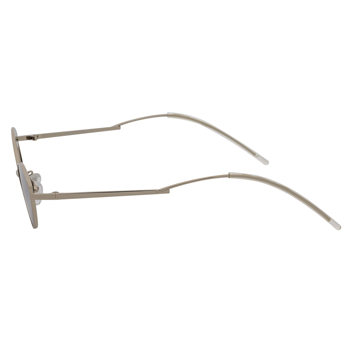 MINX - Slim Metal Small Cat Eye Silver Sunglasses Silver Mirror