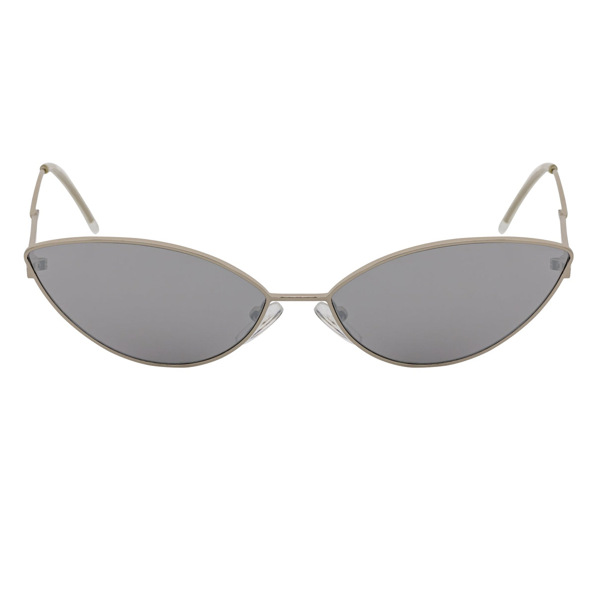 MINX - Slim Metal Small Cat Eye Silver Sunglasses Silver Mirror