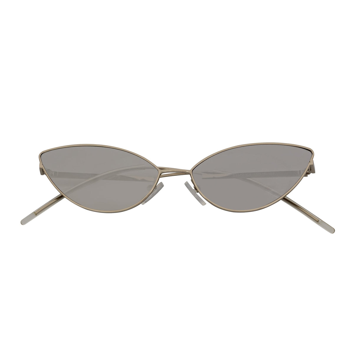 MINX - Slim Metal Small Cat Eye Silver Sunglasses Silver Mirror