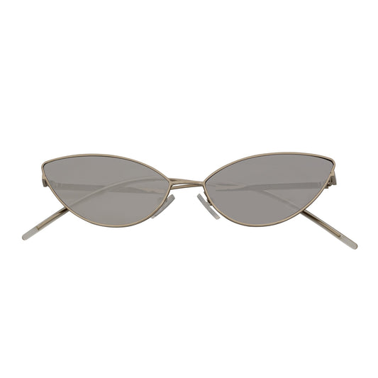 MINX - Slim Metal Small Cat Eye Silver Sunglasses Silver Mirror