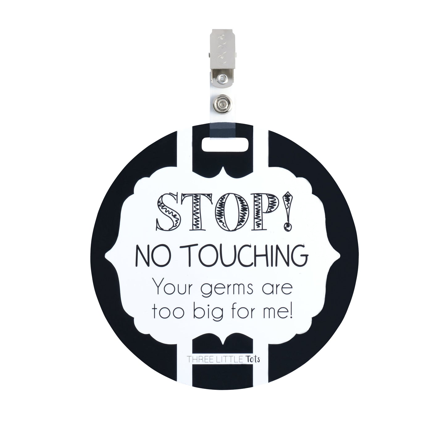 Black and White No Touching Baby Car Seat Sign Tag