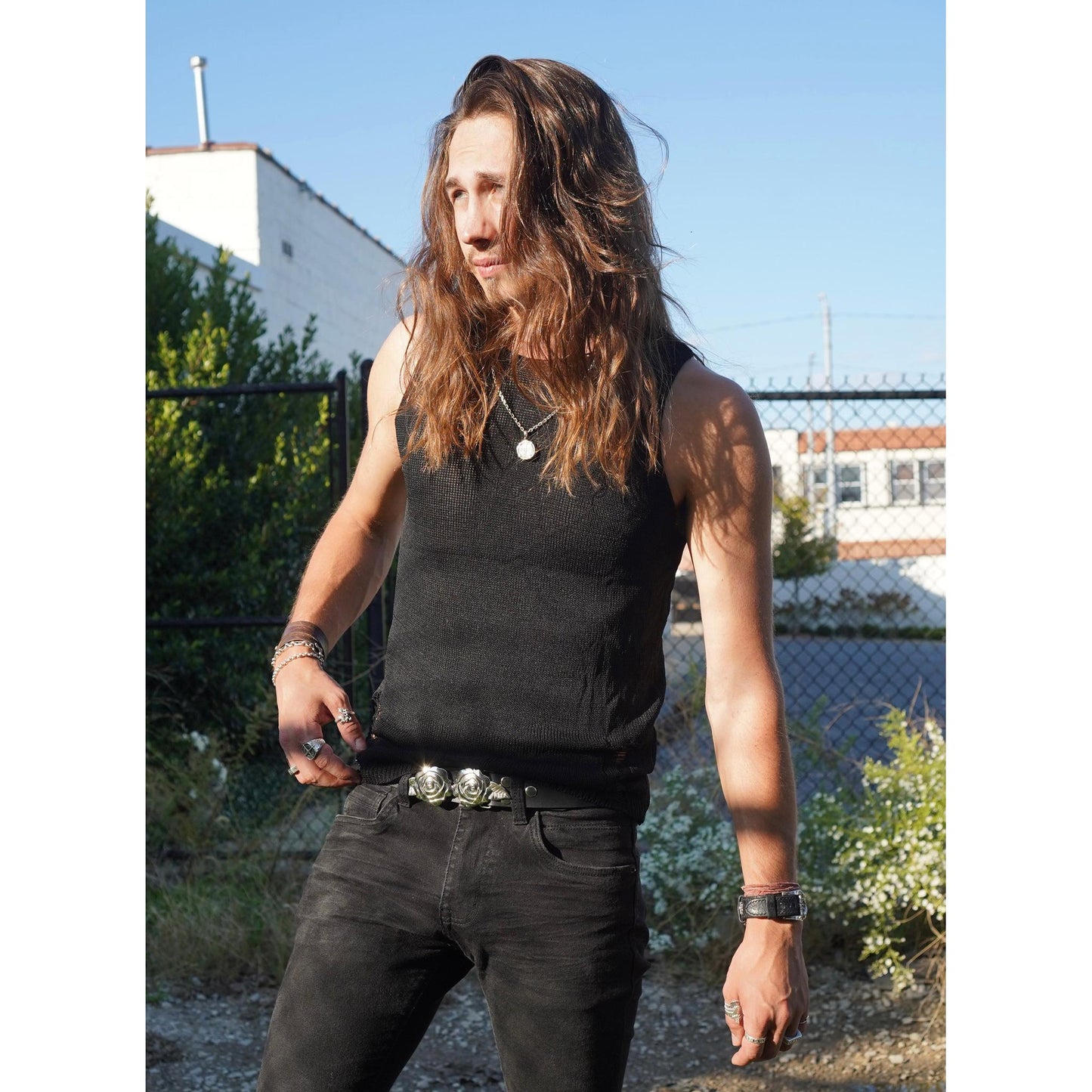 Distressed Open Weave Tank