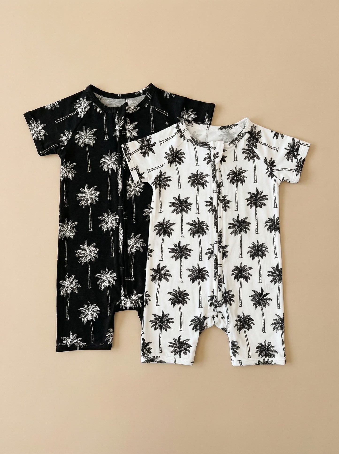 Bamboo Shorty Romper  | Palm Style Black