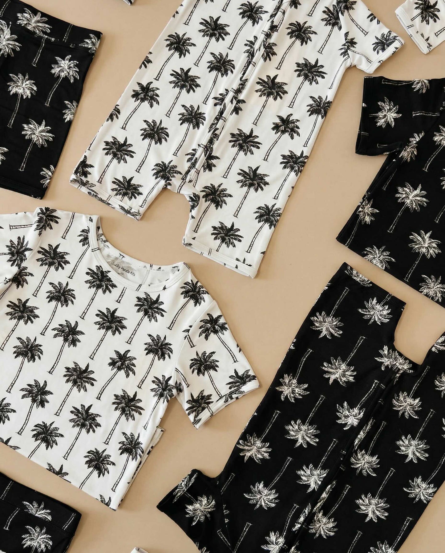 Bamboo Shorty Romper  | Palm Style Black