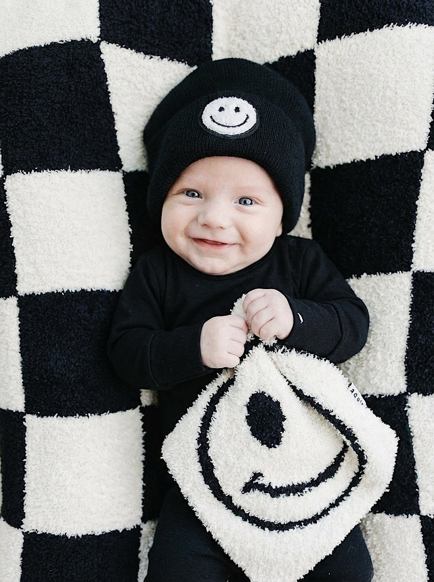 Smiley Plush Lovey | Black
