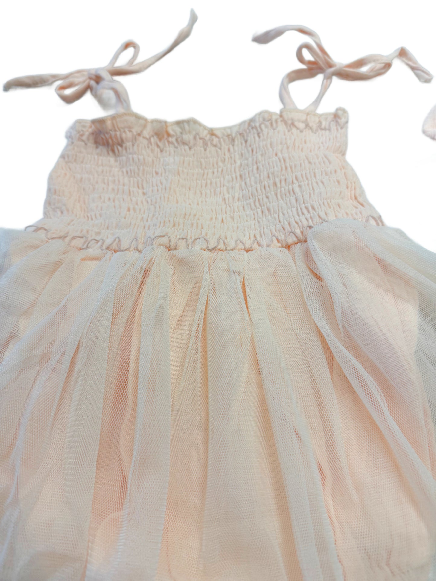 *SAMPLE* Tulle Smocked Onesie in Light Peach size 18/24 Months