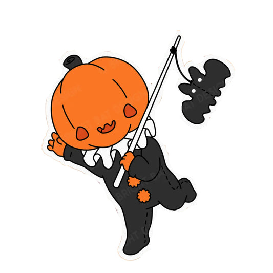 Vintage Halloween Pumpkin Boy Vinyl Sticker