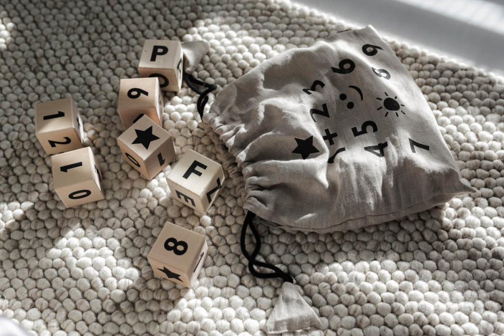 Wooden Math Blocks in Black - Wood