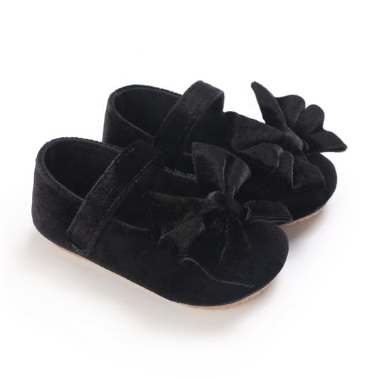 Black Velvet Bow Shoes (Babies)